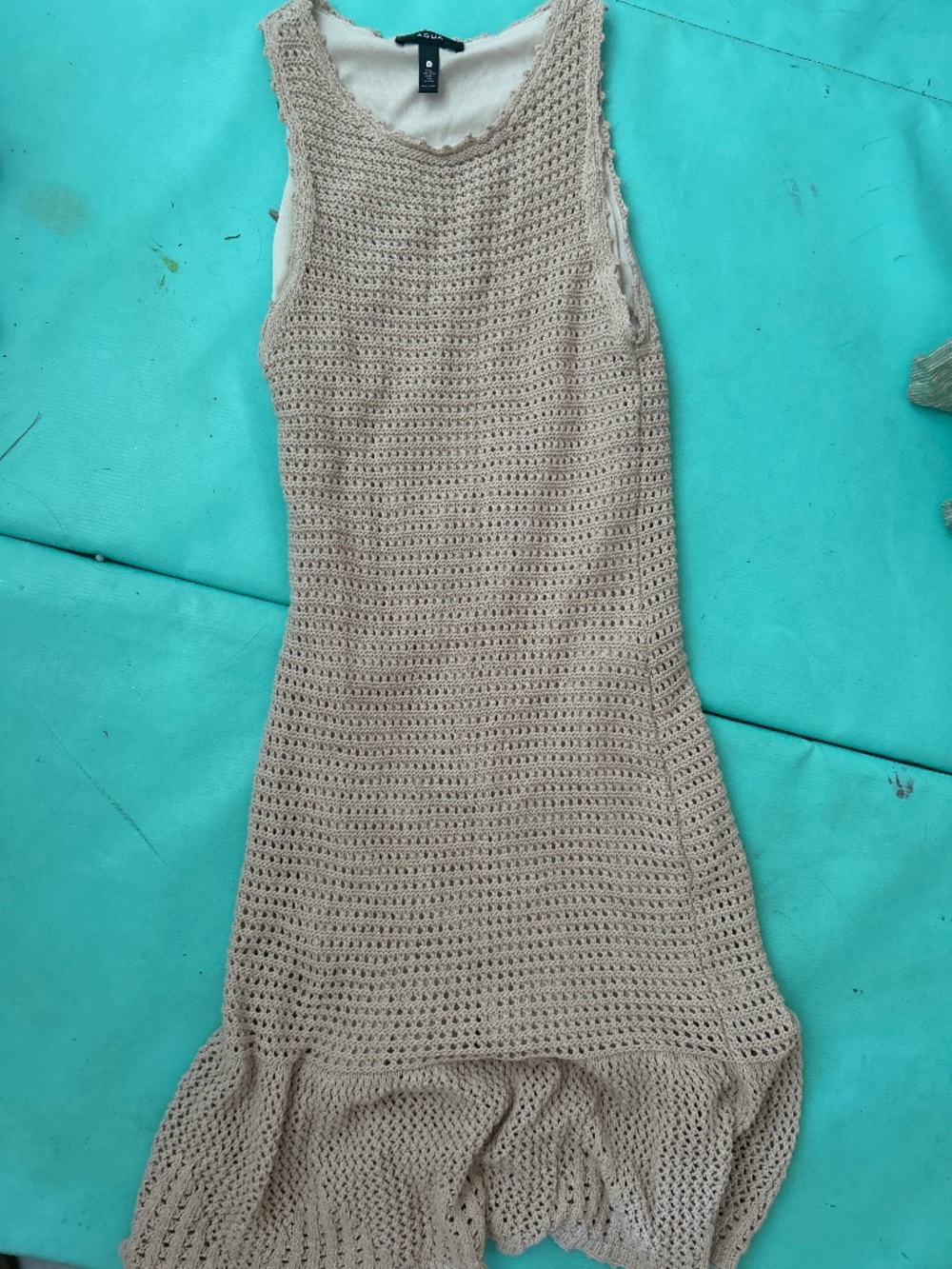 Aqua Neutral Crochet Knit Sleeveless Dress size S